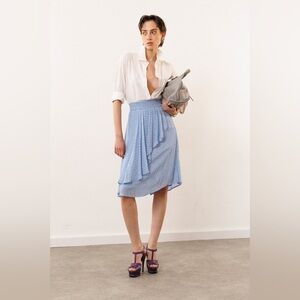 Ganni Blue Ditsy Floral Chiffon Knee Length Skirt